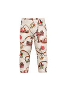 Pantaloni per bambina Monnalisa Kids bianchi con stampa grafica all-over 19H403NP 8011 029F MONNALISA KIDS 