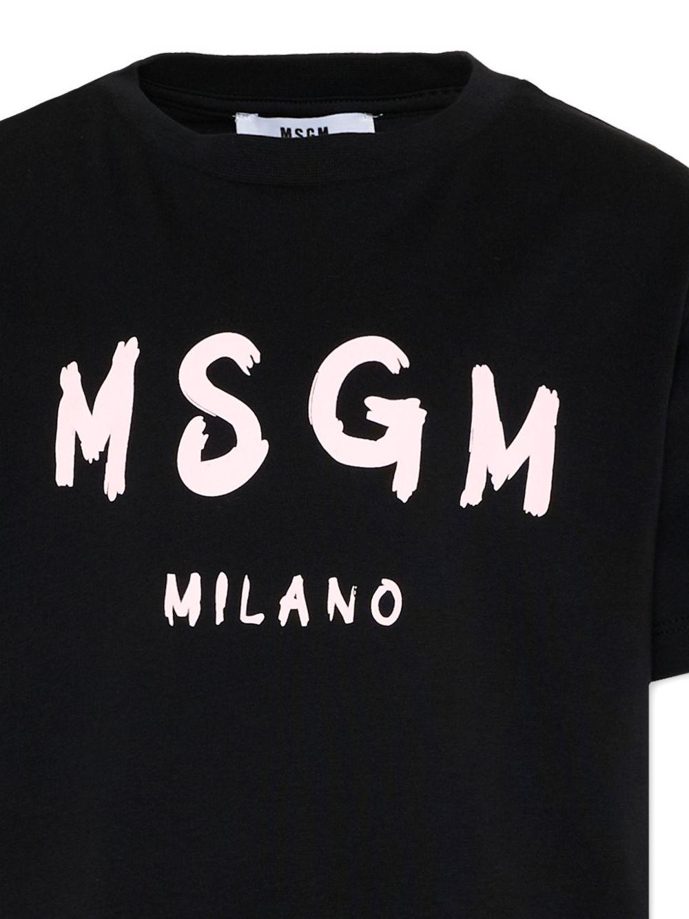 T-shirt per bambino MSGM Kids nera con stampa logo S6MSJUTH001 110 MSGM KIDS 