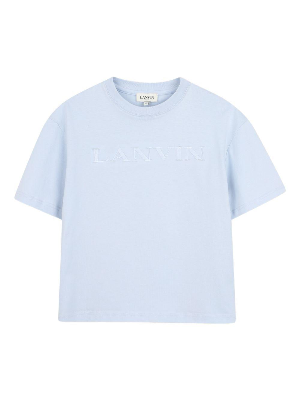 T-shirt per bambino Lanvin Enfant azzurra con scritta groffata N30360 79L LANVIN KIDS 