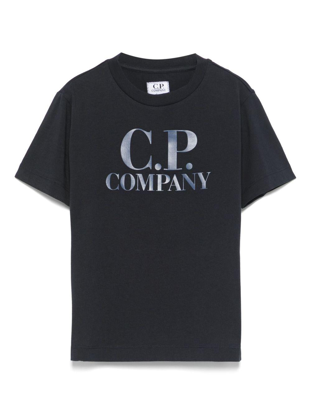 T-shirt con applicazione per bambino C.P. Company Kids blu con girocollo C9M008LAA17 41150 C.P.COMPANY KIDS 