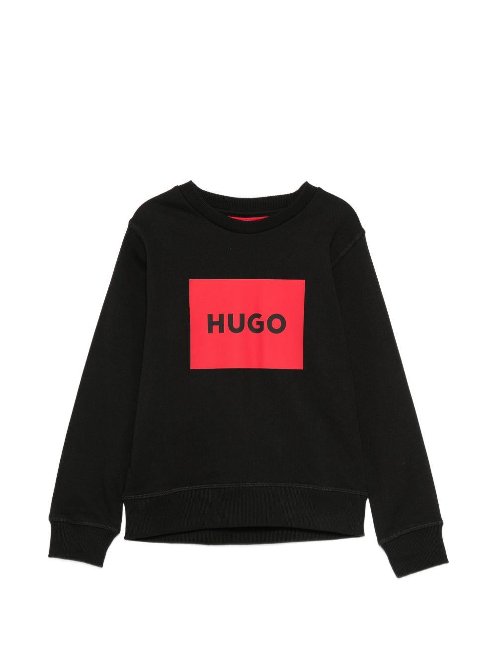 Felpa per bambino Hugo Boss nera con dettaglio logo G01184 09B Hugo KIDS 