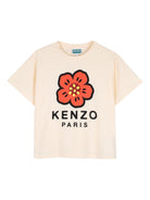 T-shirt per bambina Kenzo Kids beige con stampa a fiori K61698 208 KENZO KIDS 
