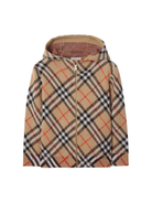 Felpa per bambino Burberry Kids marrone con cappuccio e motivo a quadri 8104314 B9368 BURBERRY KIDS 