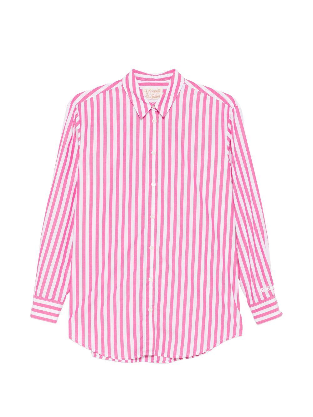 Camicia per donna MC2 Saint Barth multicolore con scritta "Odio il lunedì!" ricamata sul retro BRIG001 01370L MC2 ST. BARTH 