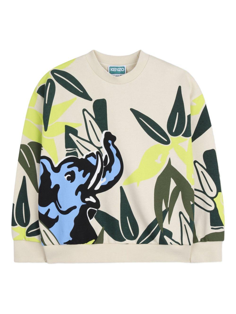 Felpa per bambino Kenzo Kids beige con motivo elefante K61663 255 KENZO KIDS 