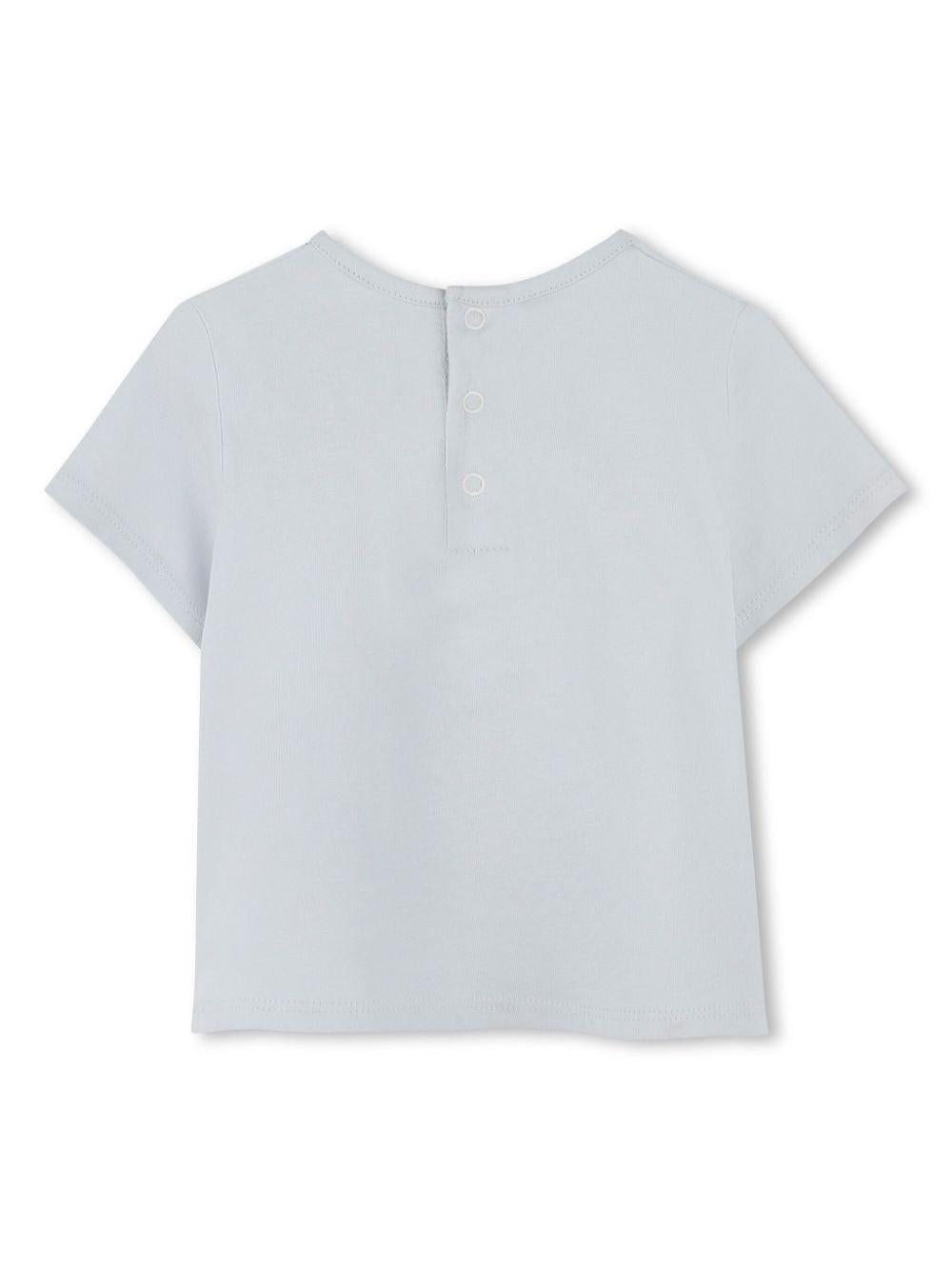 T-shirt per neonata Chloé Kids grigio con ricamo con logo frontale C20525 796 CHLOE' KIDS 