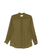 Camicia per donna MC2 Saint Barth verde con decorazione strass BRIG001 08767L MC2 ST. BARTH 
