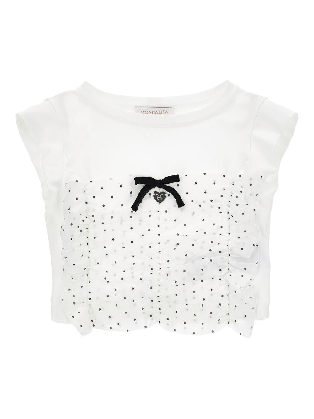T-shirt per bambina Monnalisa bianca a pois 11G302 7201 9950 MONNALISA 