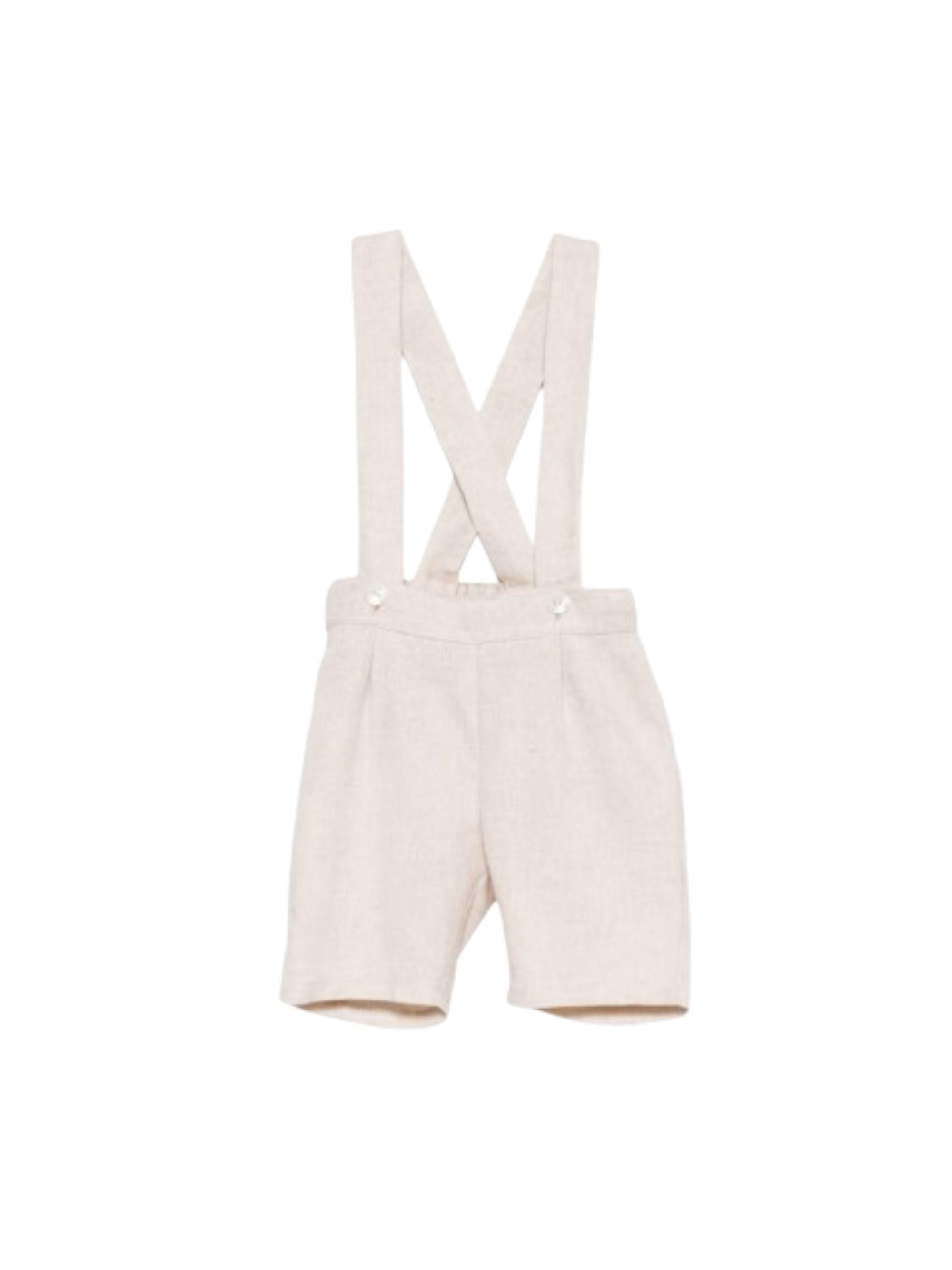 Shorts con bretelle per neonato Mariella Ferrari beige con vita elasticizzata sul retro PNG7BIS ECRU MARIELLA FERRARI KIDS 