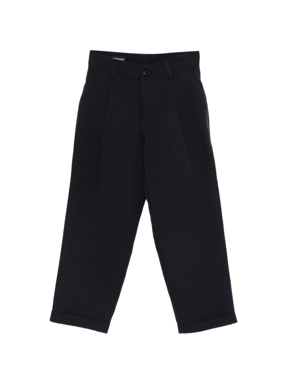 Pantaloni per bambino Emporio Armani Kids blu con dettagli plissettati EB000903 AF21040 UB109 EMPORIO ARMANI KIDS 