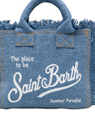 Borsa Vanity Mini MC2 Saint Barth denim con dettaglio frange VAMI001 00009L MC2 ST. BARTH KIDS 