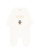 Set tutina, berretto e bavaglino per neonati Fendi Kids bianco con stampa orsetto BUK167 ST8 F0TU9 FENDI KIDS 