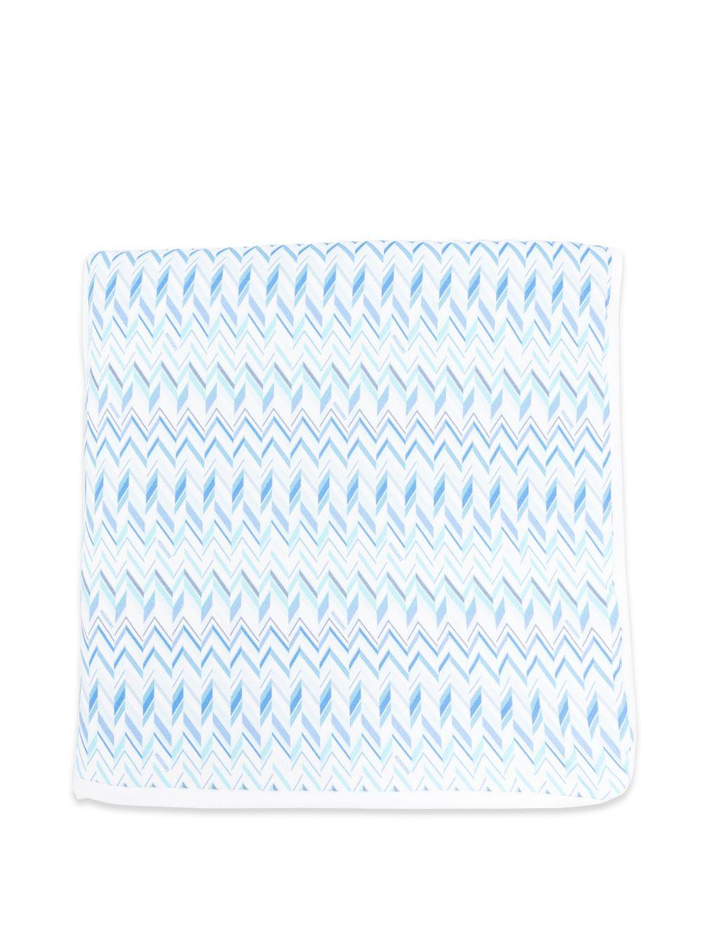Coperta per neonato Missoni Kids blu con motivo a zig-zag MY0500 Z3674 600AZ MISSONI KIDS 