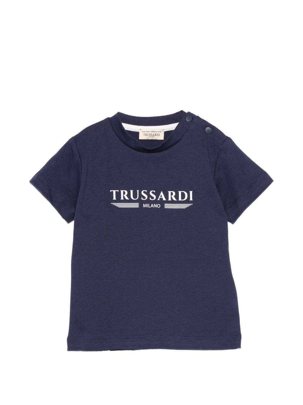 T-shirt per neonato Trussardi Junior blu con dettaglio logo TIP26035TS BLUE EST. TRUSSARDI KIDS 