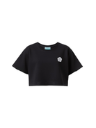T-shirt per bambina Kenzo Kids nera con dettaglio fiore K61621 09B KENZO KIDS 