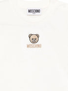 T-shirt per neonati Moschino Kids bianca con ricamo orsetto M9O00RLAA10 10063 MOSCHINO KIDS 