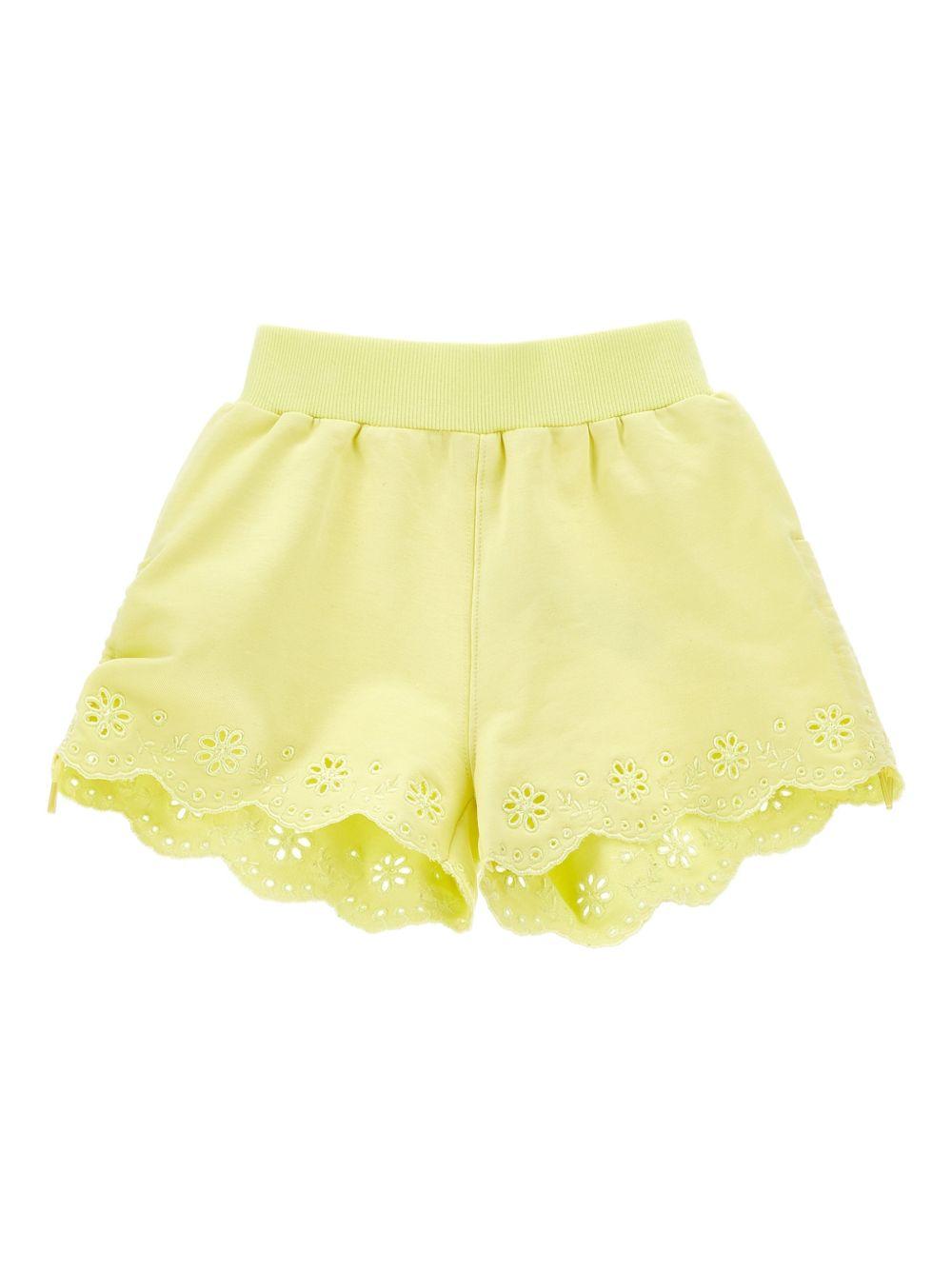 Shorts per bambina Monnalisa giallo con orlo a smerlo 17G401 7014 0014 MONNALISA KIDS 