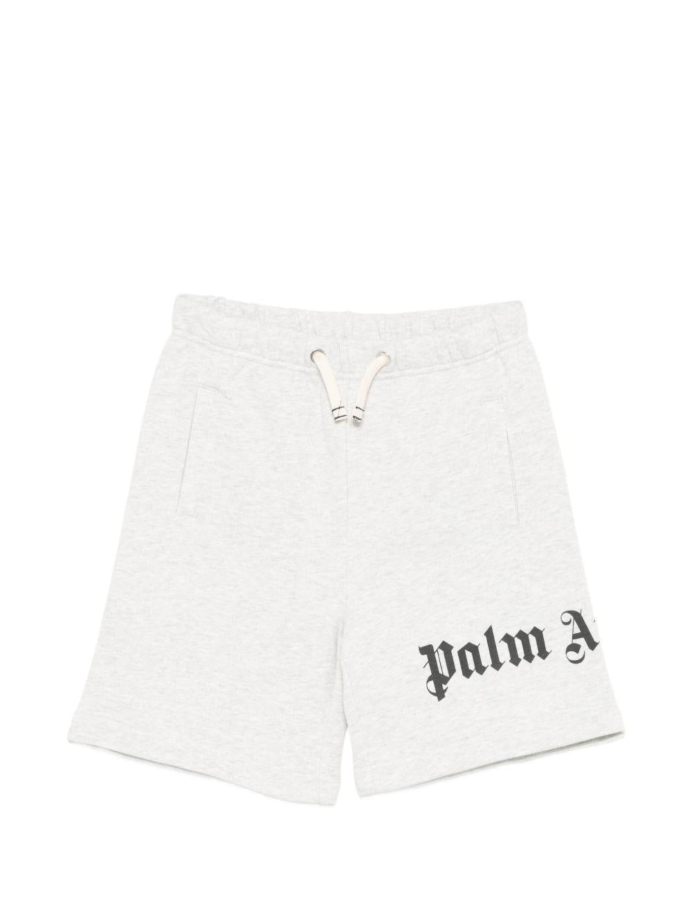 Shorts per bambino Palm Angels Kids grigi con logo sul davanti PBCI006S26FLE001 101 PALM ANGELS KIDS 