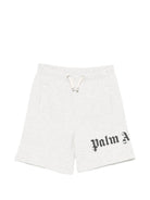 Shorts per bambino Palm Angels Kids grigi con logo sul davanti PBCI006S26FLE001 101 PALM ANGELS KIDS 