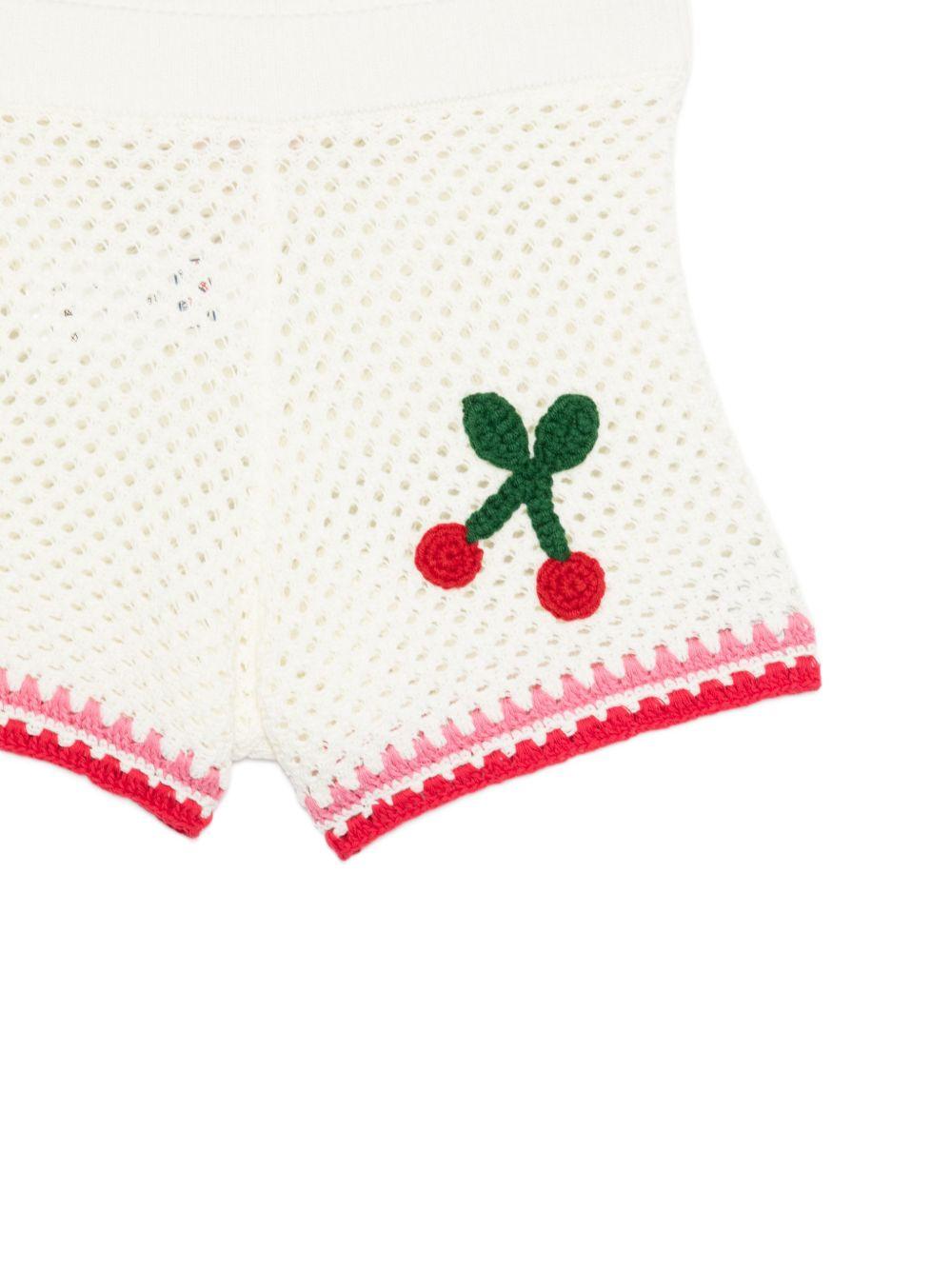 Shorts per bambina MC2 Saint Barth Kids bianchi con ricami frutta YVT0002 00264L MC2 ST. BARTH KIDS 