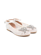 Ballerine per bambina Aruna Seth bianche con ricamo e decorazione in cristalli AS76 IVORY ARUNA SETH KIDS 