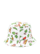 Cappello bucket per neonato Moschino Kids bianco con stampa grafica MUX05SLLB64 83657 MOSCHINO KIDS 