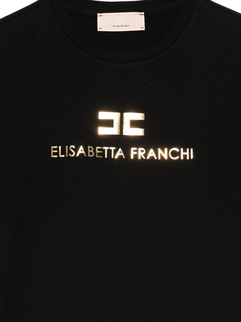 T-shirt per bambina Elisabetta Franchi La Mia Bambina nera con stampa logo EFTS2600JE006 N005 ElISABETTA FRANCHI KIDS 