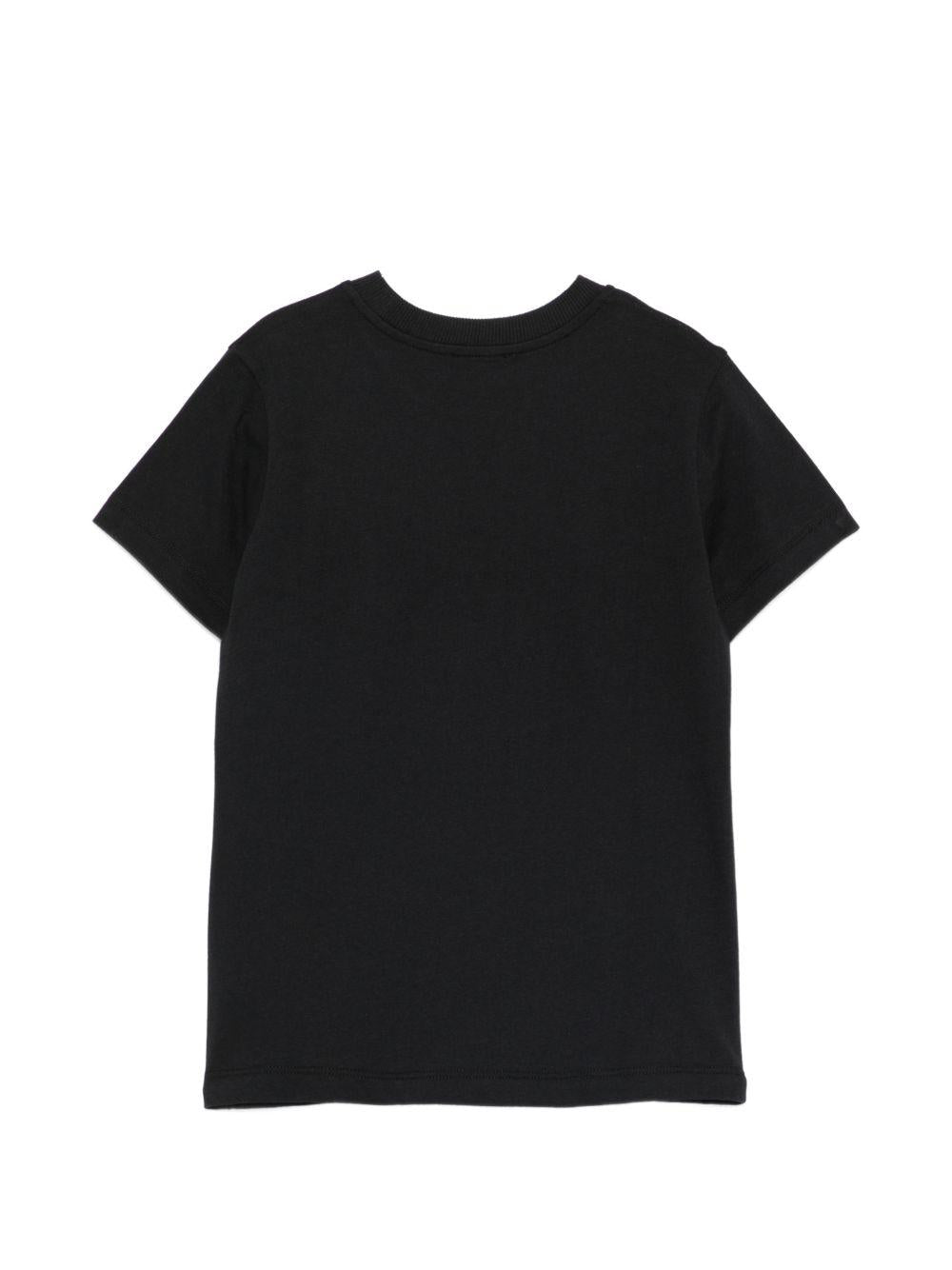 T-shirt da bambino Moschino Kids nera con stampa logo HZM058LAA03 60100 MOSCHINO KIDS 