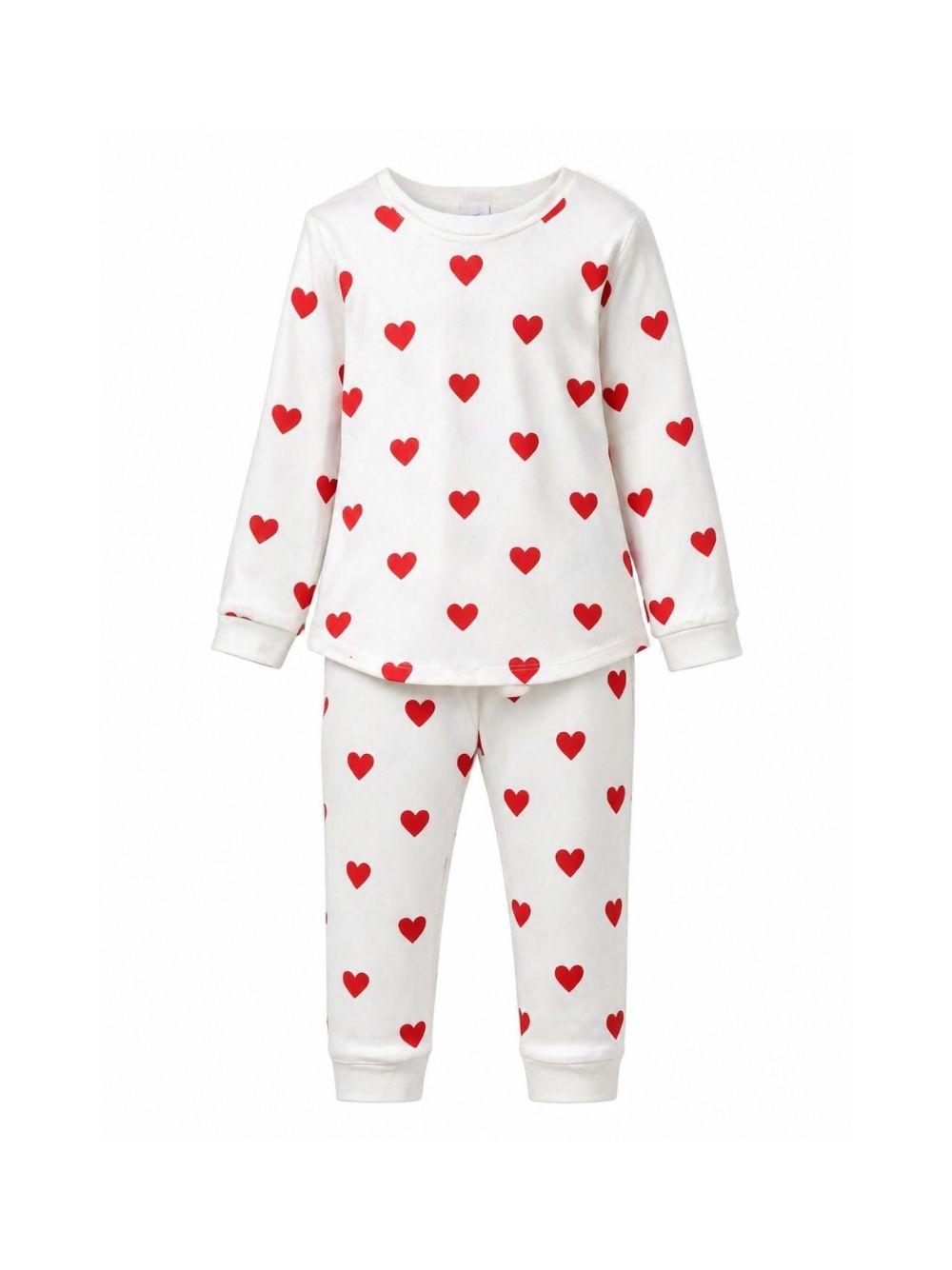 Pigiama per bambina Petit Bateau bianco con motivo a cuori 59401 04 PETIT BATEAU KIDS 