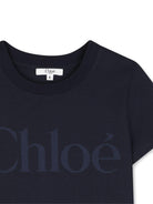 T-shirt per bambina Chloè Kids blu con stampa logo sul davanti C21301 859 CHLOE' KIDS 
