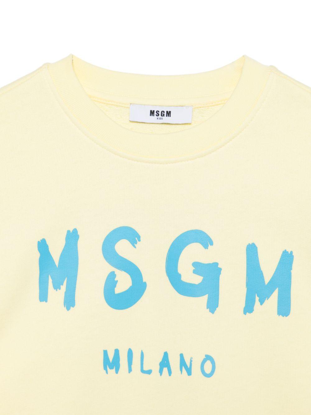 Felpa per bambini MSGM Kids gialla con stampa logo S6MSJUSW007 MS075 MSGM KIDS 