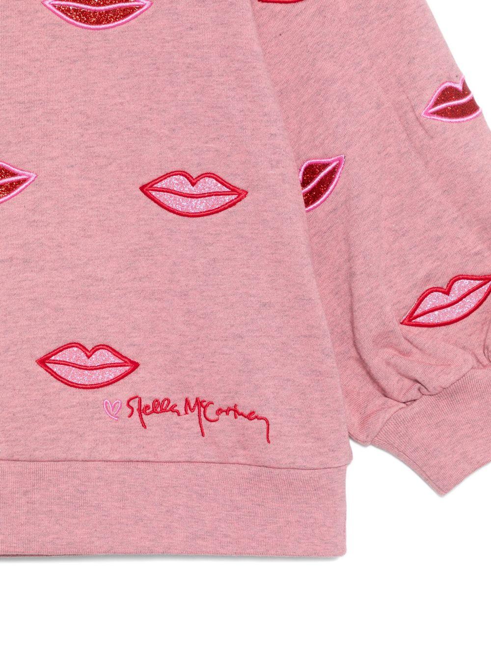 Felpa per bambina Stella McCartney Kids rosa con labbra decorate TX4C30 Z3061 883 STELLA McCARTNEY KIDS 