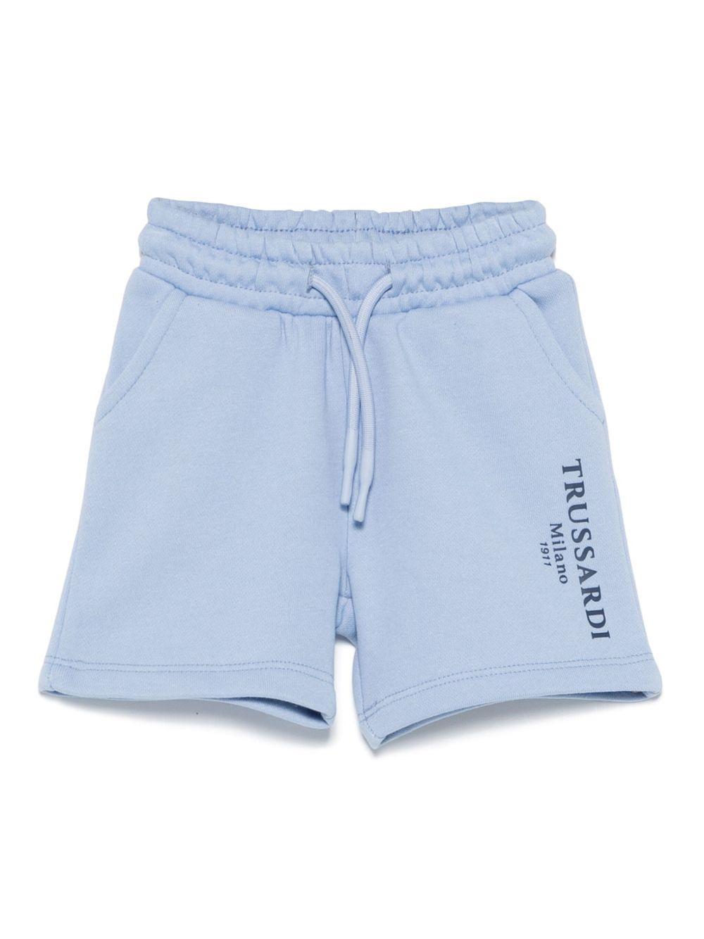 Shorts sportivi per neonato TRUSSARDI JUNIOR azzurro con logo TIP25016BE AZURE DUST TRUSSARDI JUNIOR 