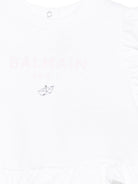 Top da neonata Balmain Kids bianco con ruches BY8032 Z3672 100RS BALMAIN KIDS 
