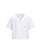 Camicia per bambina Palm Angels Kids bianca con taschino sul petto PGGG001S26FAB002 002 PALM ANGELS KIDS 