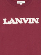 T-shirt per bambino Lanvin Kids bordeaux con logo ricamato N30397 955 LANVIN KIDS 