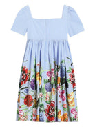 Abito per bambina Dolce & Gabbana Kids azzurro con scollatura quadrata L54DG6 FI5K7 HH5KU DOLCE & GABBANA KIDS 
