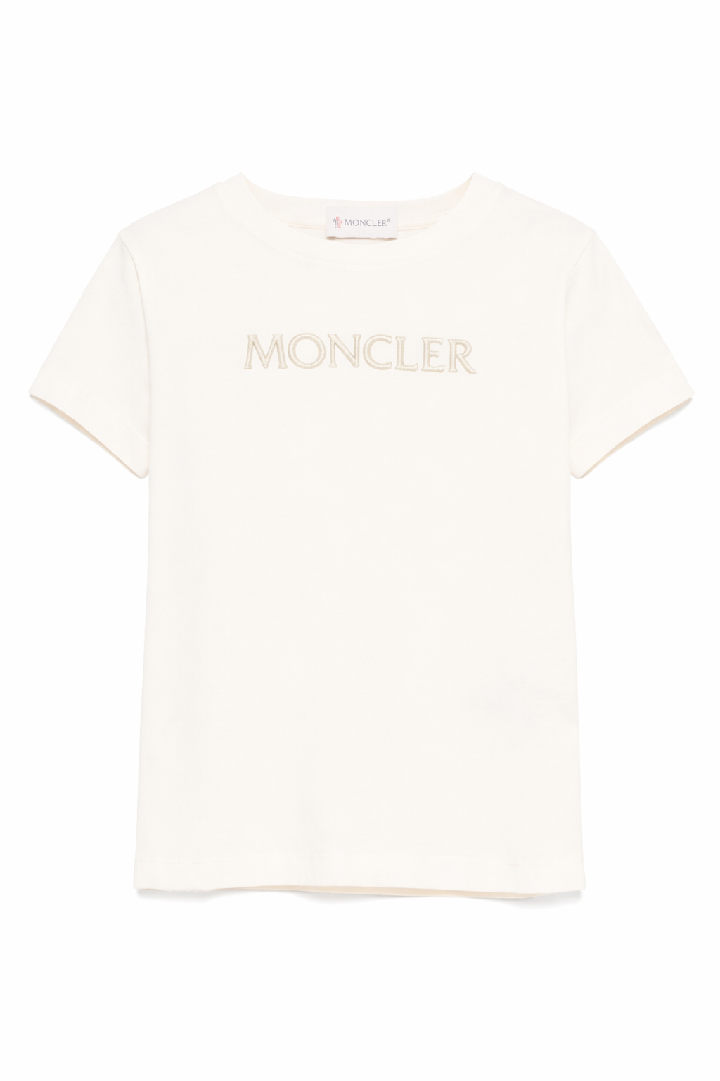 T-shirt per bambina Moncler Enfant beige chiaro con stampa logo L19548C0000989AT9 050 MONCLER ENFANT 