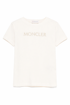 T-shirt per bambina Moncler Enfant beige chiaro con stampa logo L19548C0000989AT9 050 MONCLER ENFANT 