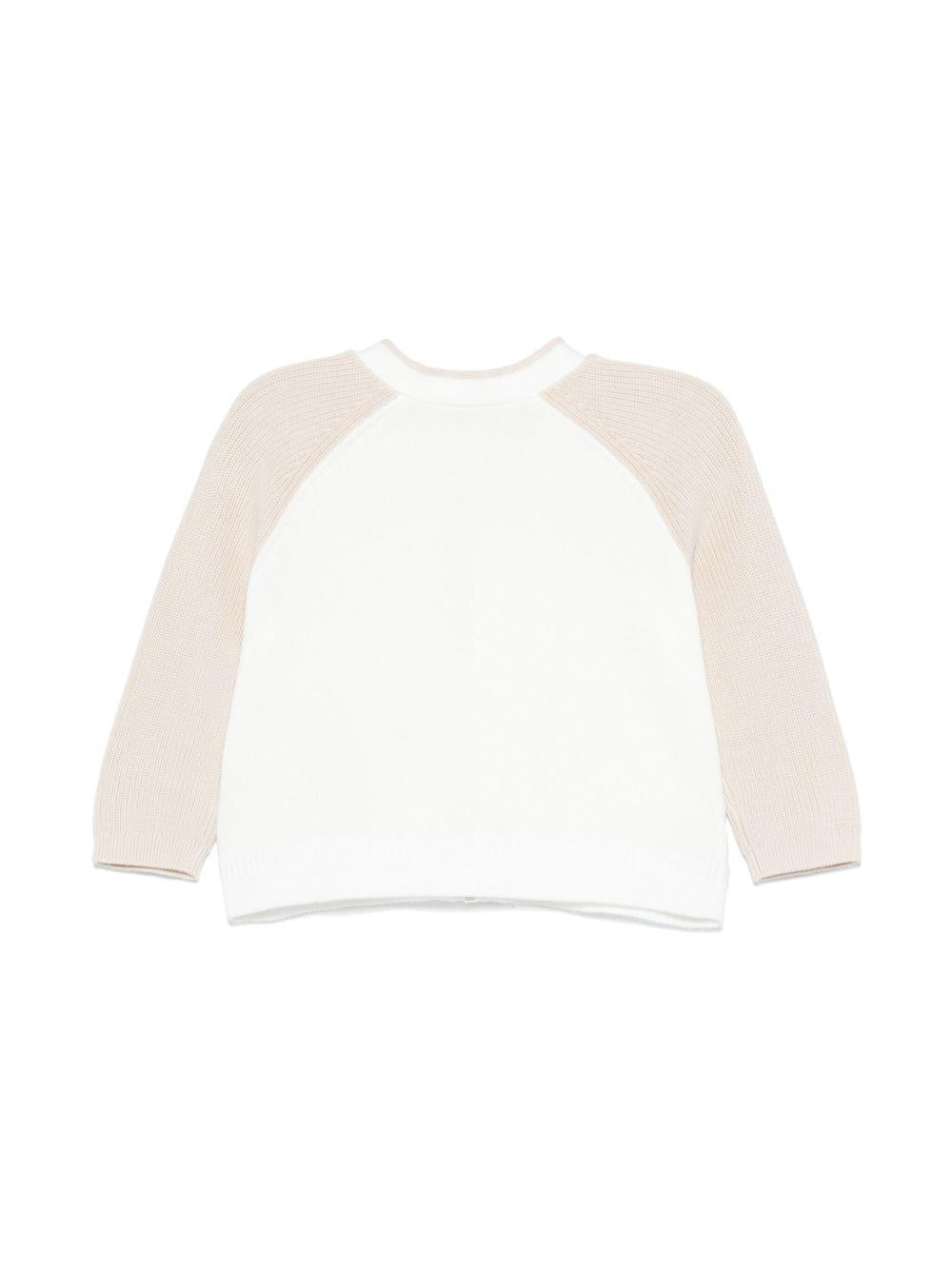 Cardigan per neonato Burberry Kids Ginny Moss bianco con maniche lunghe a contrasto 8100094 A1452 BURBERRY KIDS 