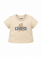 T-shirt per neonati Moschino Kids beige con logo sul davanti MUM04PLAA03 20829 MOSCHINO KIDS 