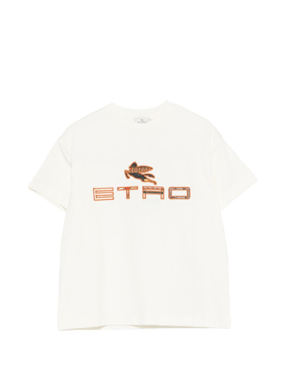 T-shirt per bambino Etro Kids bianca con dettaglio logo sul davanti GY8P71 Z3672 102 ETRO KIDS 