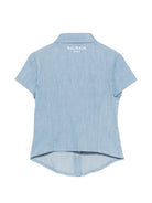 Camicia per bambino Balmain Kids azuzrra con colletto classico BY5A71 P0588 653BC BALMAIN KIDS 