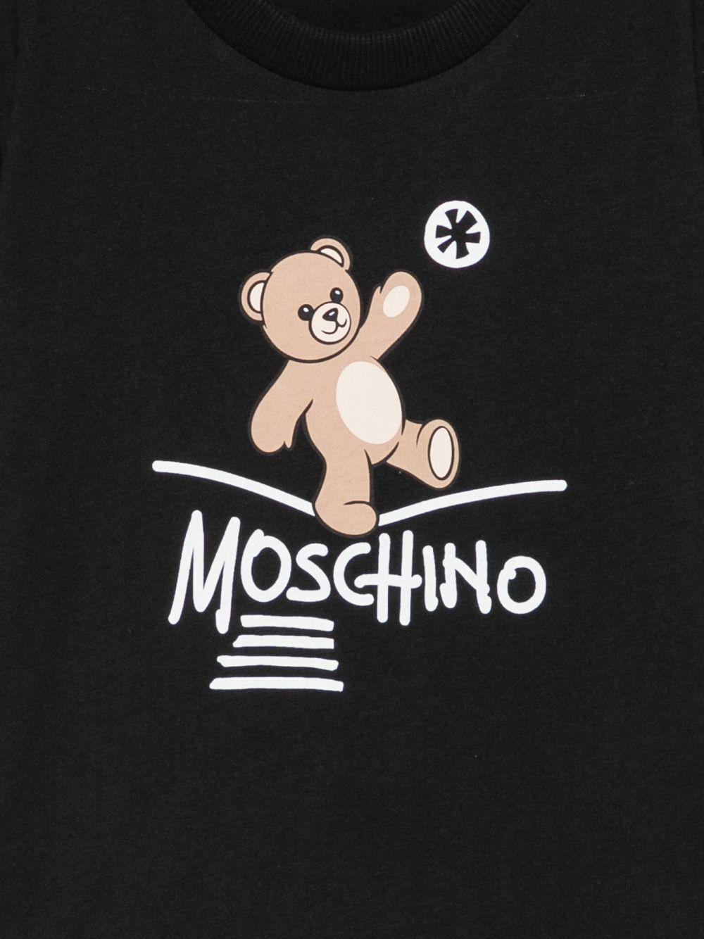 T-shirt per bambini Moschino Kids nera con motivo Teddy Bear HUM05XLAA20 60100 MOSCHINO KIDS 