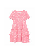 Abito per bambina Mini Rodini rosa con stampa a stelle all-over 26250104 PINK MINI RODINI 