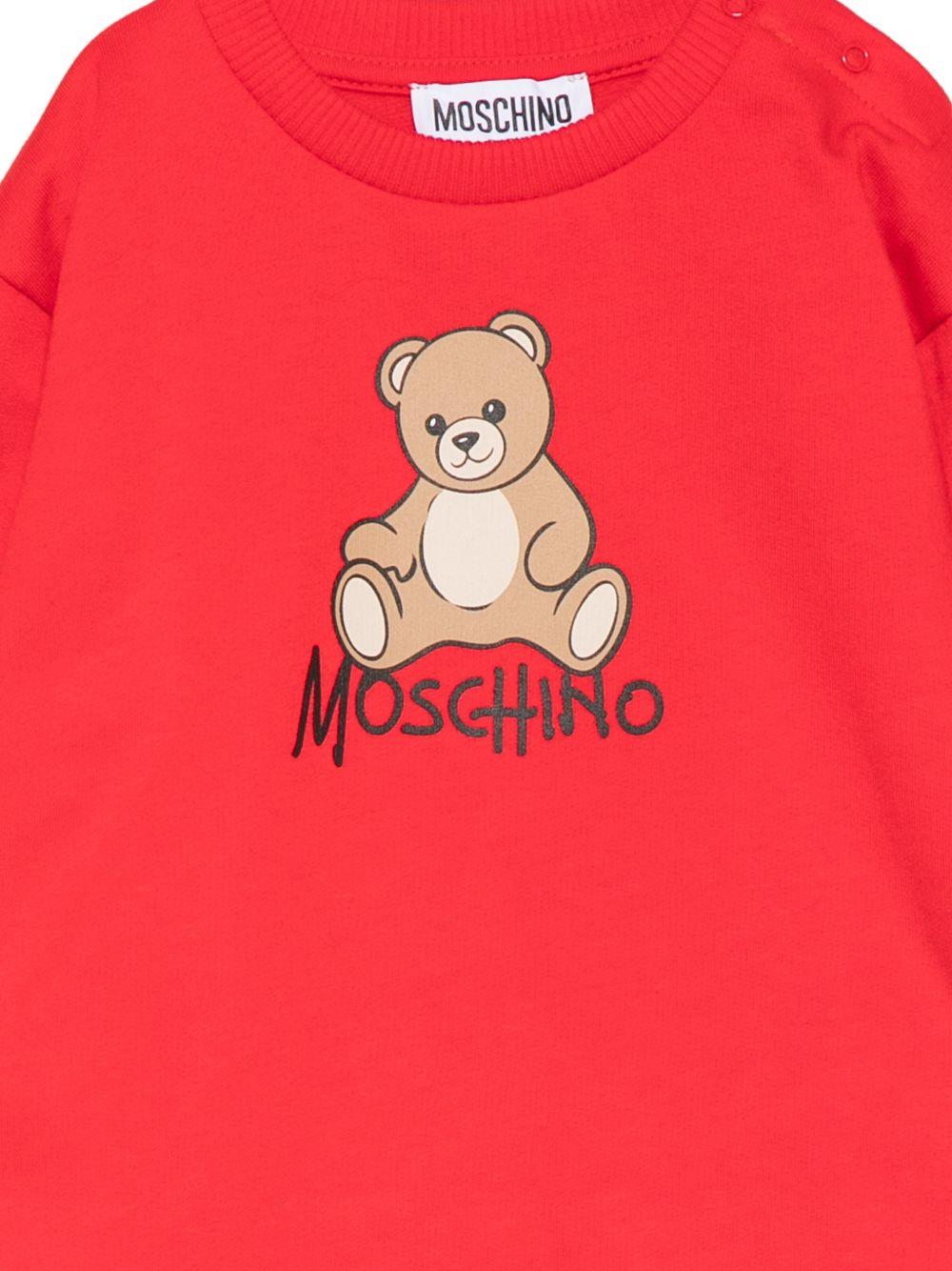 Abito per neonata Moschino Kids rosso con motivo Teddy Bear MBV0CVLCA40 50109 MOSCHINO KIDS 