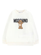 Felpa per neonati Moschino Kids bianco con logo Teddy Bear MNF060LCA40 10063 MOSCHINO KIDS 