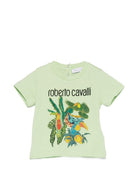 T-shirt per neonato Roberto Cavalli Kids verde con stampa grafica tropicale CIP26083TS GREEN LET. ROBERTO CAVALLI KIDS 