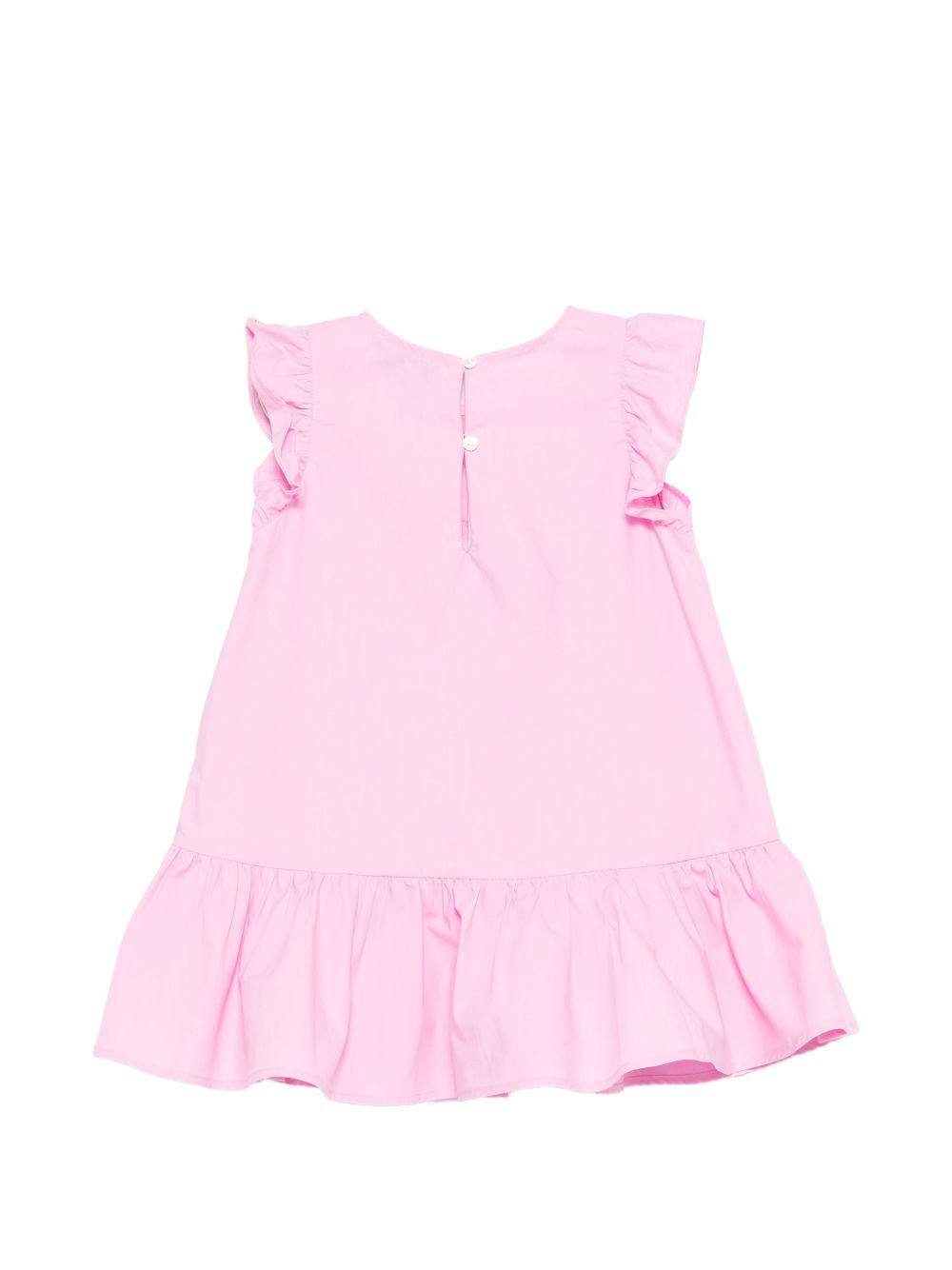 Abito per neonata Moschino Kids rosa con maniche con ruches MDV0D6LLA10 51473 MOSCHINO KIDS 