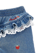 Jeans per neonata Monnalisa denim con ricamo fragole all-over 39G410 7017 0062 MONNALISA KIDS 